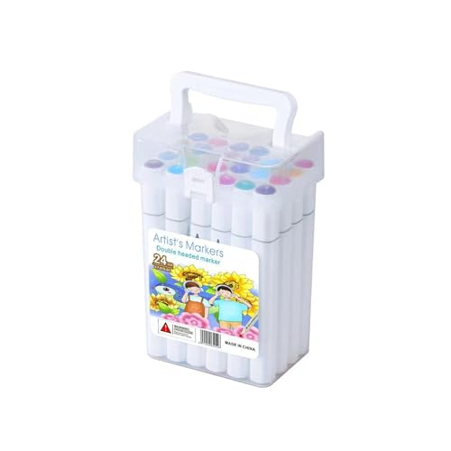 Camin Art Markers Set, Dual-Tip Markers, Blendable Quick-Drying Colours for Coloring Illustration Comics Design Dual sided markers, one side marker, other side highlighter (Dual Sided, 48, count) - Image 1