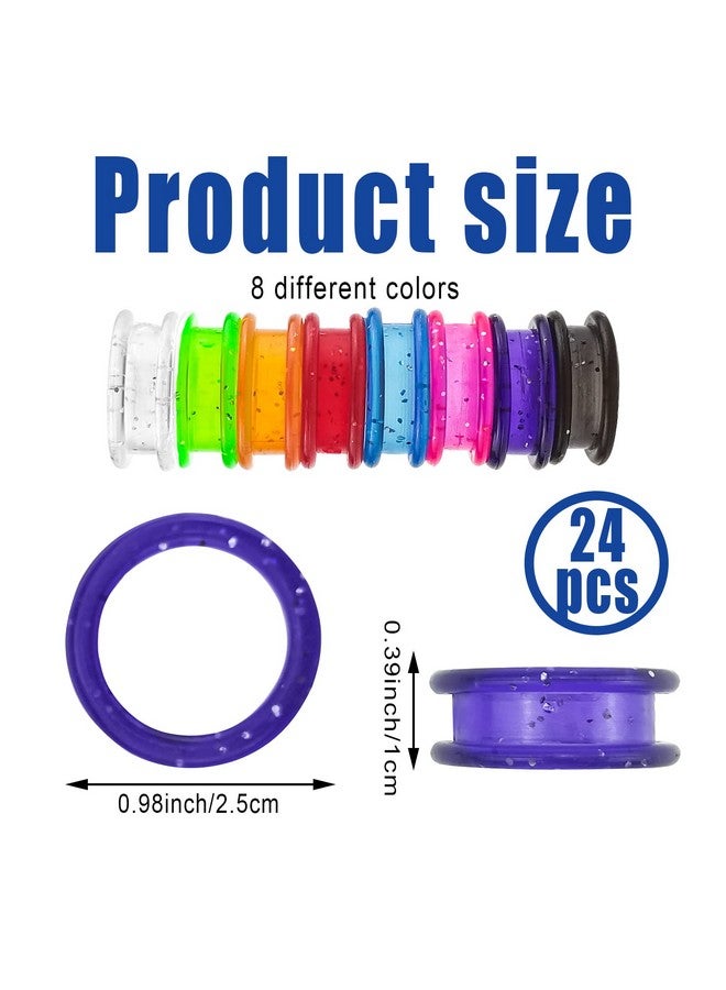 DonLeeving 24 Pcs Soft Silicone Scissors Finger Rings Dog Grooming Pet Shears Ring Thumb Inserts Finger Protector Ring Scissor Accessories For Barber Dog Hair Cutting Scissors (8 Colors) - Image 2