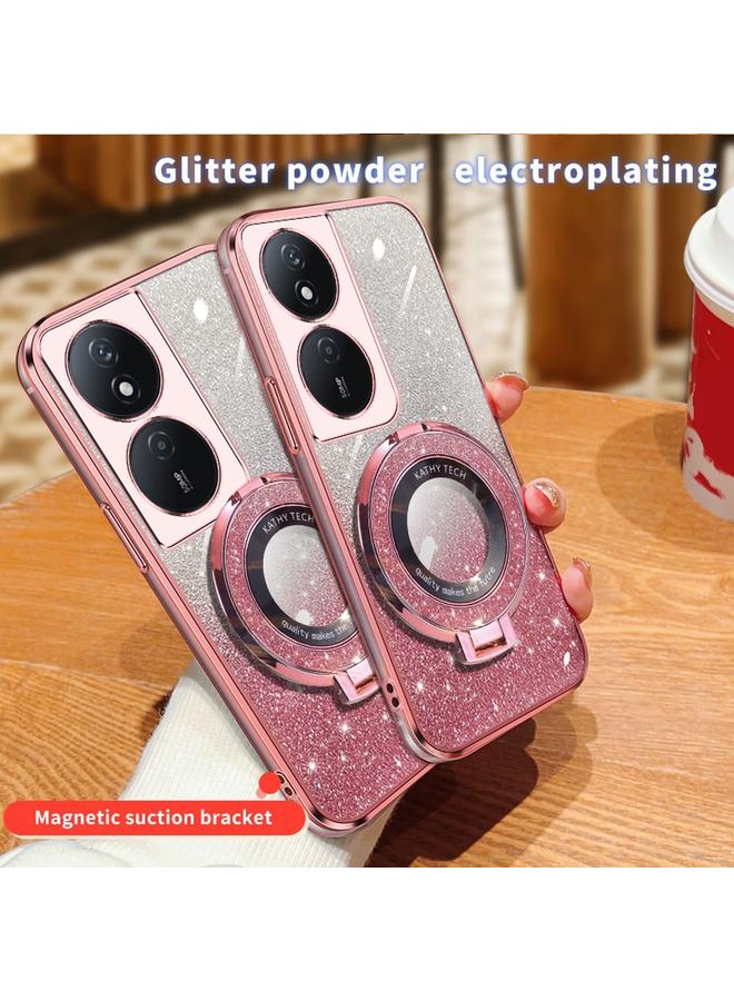 S-TOP Case For Honor Play 50 Plus Plated Gradient Glitter Round Holder TPU Phone Case - Image 3