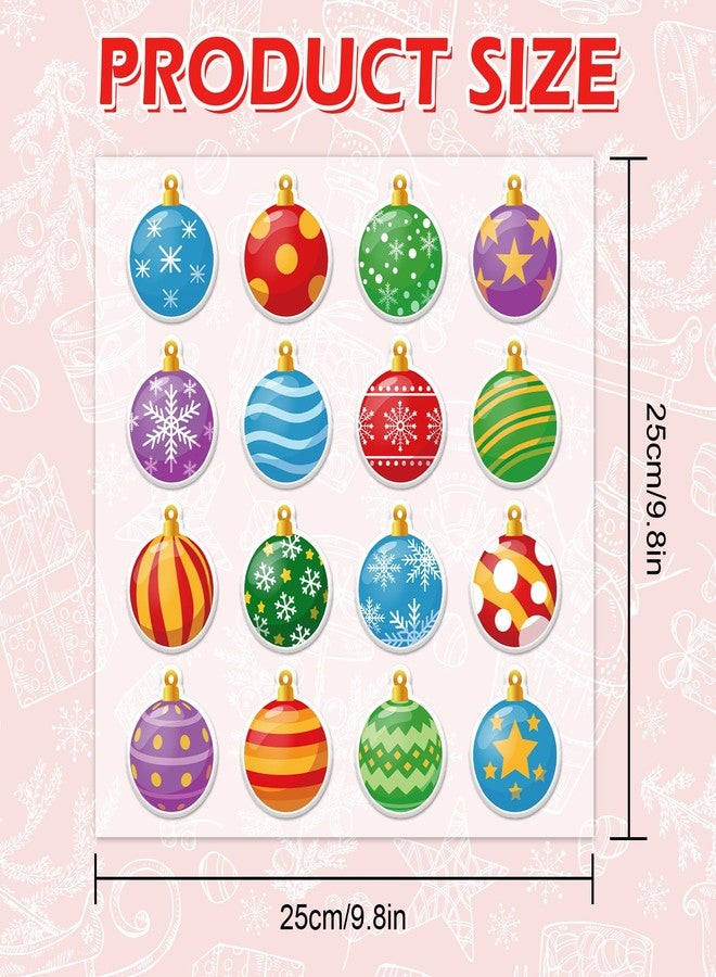 وولاين مجموعة ملصقات جل سميكة من والين، 32 قطعة، بتصميمات كرتونية ملونة على شكل كرة عيد الميلاد، لتزيين النوافذ والمنازل والفصول الدراسية وغرف الأطفال في فصل الشتاء. - Image 5