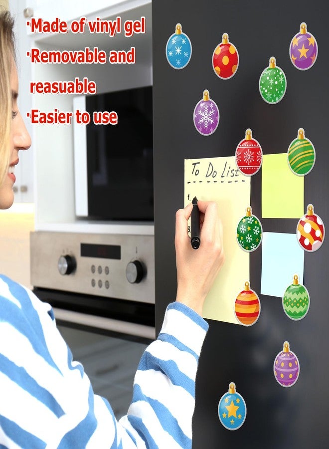 وولاين مجموعة ملصقات جل سميكة من والين، 32 قطعة، بتصميمات كرتونية ملونة على شكل كرة عيد الميلاد، لتزيين النوافذ والمنازل والفصول الدراسية وغرف الأطفال في فصل الشتاء. - Image 4