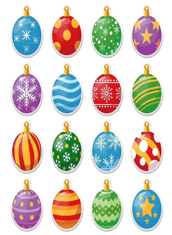 وولاين مجموعة ملصقات جل سميكة من والين، 32 قطعة، بتصميمات كرتونية ملونة على شكل كرة عيد الميلاد، لتزيين النوافذ والمنازل والفصول الدراسية وغرف الأطفال في فصل الشتاء. - Image 1