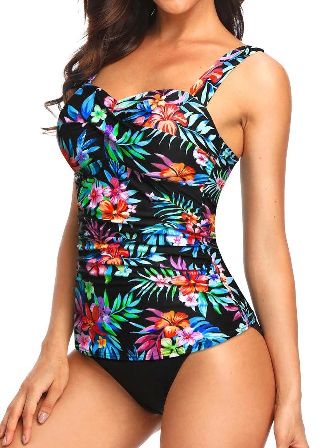 Holipick Two Piece Underwire Tankini Swimsuits for Women Tummy Control Tankini Top Bandeau Bathing Suits with Bottom, Colorful Floral, L - Image 4