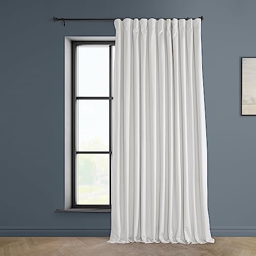 HPD Half Price Drapes HPD Half Price Drapes Heritage Plush Velvet Curtains 96 Inches Long Room Darkening Curtains for Bedroom  Living Room 100W x 96L 1 Panel Pillow White 