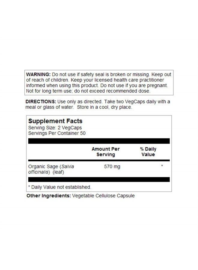 Solaray Sage Leaf | 570mg per Serving | Healthy Body Odor & Perspiration, Immune Function, and Nervous & Digestive System Support | 100 VegCaps  - Image 3