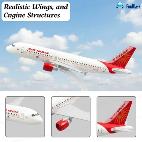 FunBlast Diecast Aeroplane Scale Model - Airplane Miniature Model Only for Display, Size -16 Cm (A320-Air India) - Image 4