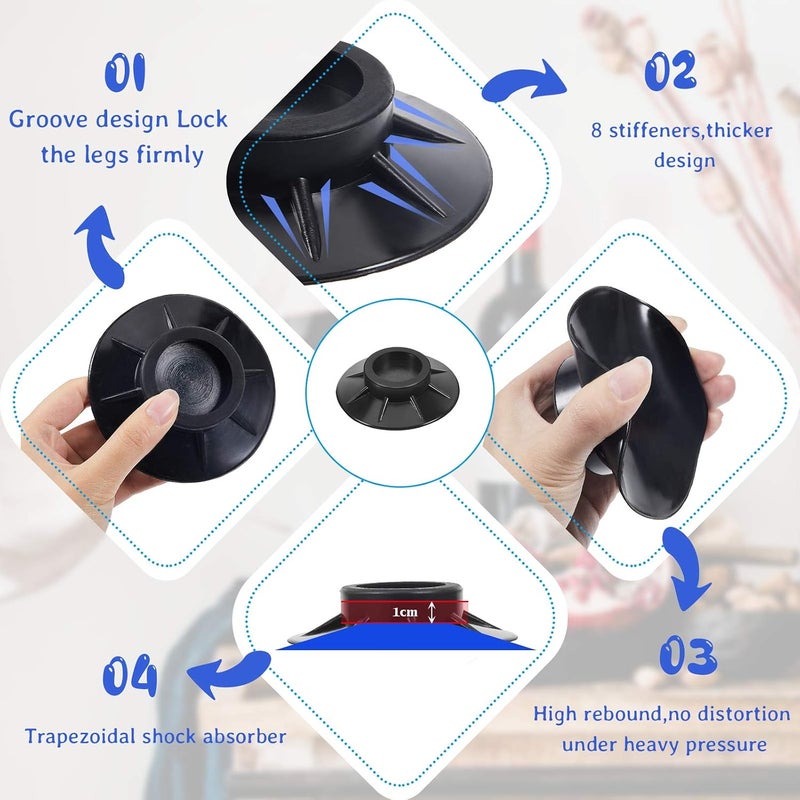 Honoson 4 Pieces Anti Vibration Washing Machine Pads Shock and Noise Cancelling Washing Machine Support Anti Slip Rubber Washing Machine Feet Pads Washing Machine Stabilizer for Dryer and Washer Pedestals - Image 3