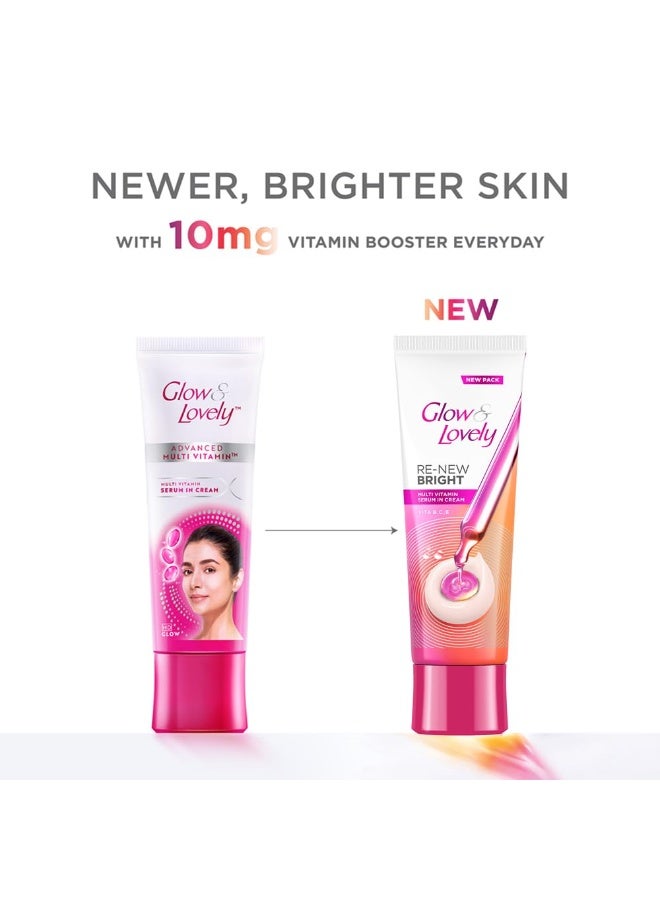 Glow & Lovely Renew Bright Multivitamin Serum In Cream | Vitamins B,C And E | Renews Skin Cells |Bright And Healthy Skin | Clinically Proven Formula Is Dermatologically Tested | 80G " - Image 2