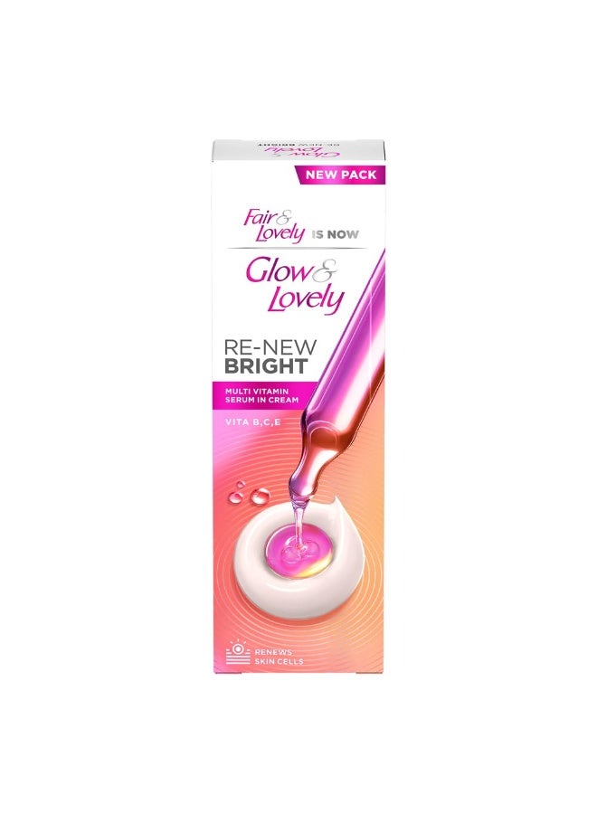 Glow & Lovely Renew Bright Multivitamin Serum In Cream | Vitamins B,C And E | Renews Skin Cells |Bright And Healthy Skin | Clinically Proven Formula Is Dermatologically Tested | 80G " - Image 1