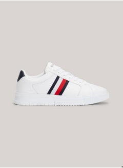 TOMMY HILFIGER Men's Essential Leather Signature Tape Trainers -  Leather upper, White  - Image 1