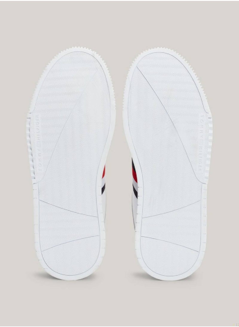 TOMMY HILFIGER - Men's Essential Leather Signature Tape Trainers -  Leather upper, White - Image 1