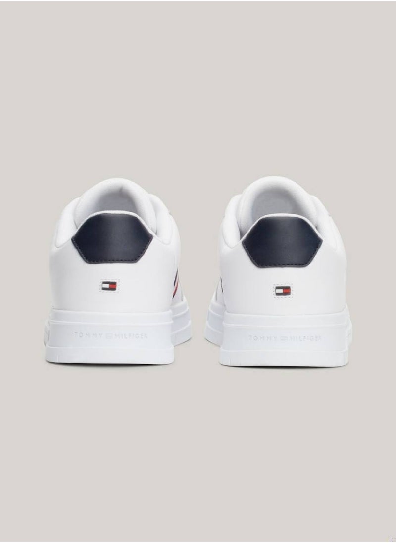 TOMMY HILFIGER - Men's Essential Leather Signature Tape Trainers -  Leather upper, White - Image 1