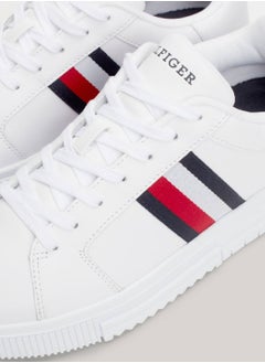 TOMMY HILFIGER Men's Essential Leather Signature Tape Trainers -  Leather upper, White  - Image 4