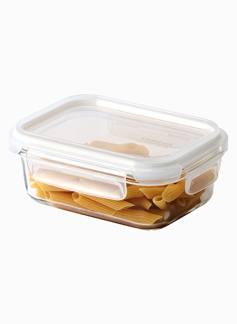 LocknLock Stackable Tempered Glass Rectangular Food Container 370ml , Airtight with 4-Side Locking Lid, Microwave, Freezer & Dishwasher Safe, Stackable Glass Storage for Meal Prep & Leftovers