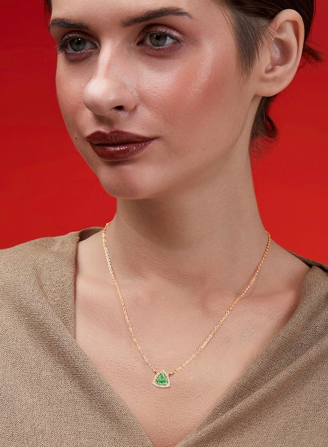 MINUTIAE Women & Girls Gold-Toned Crystals Studded Triangular Shaped Pendant Necklace_MNT0475LGR_G - Image 4