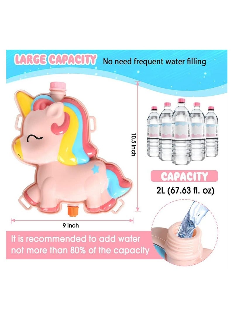 SYOSI Water Gun for Kids Backpack Water Gun with 2L High Capacity Tank Adjustable Straps Kids Summer Pool Beach Sand Outdoor Water Fighting Play Toys Summer Outdoor Water Spray Pull Toy (Pink Unicorn) - Image 2