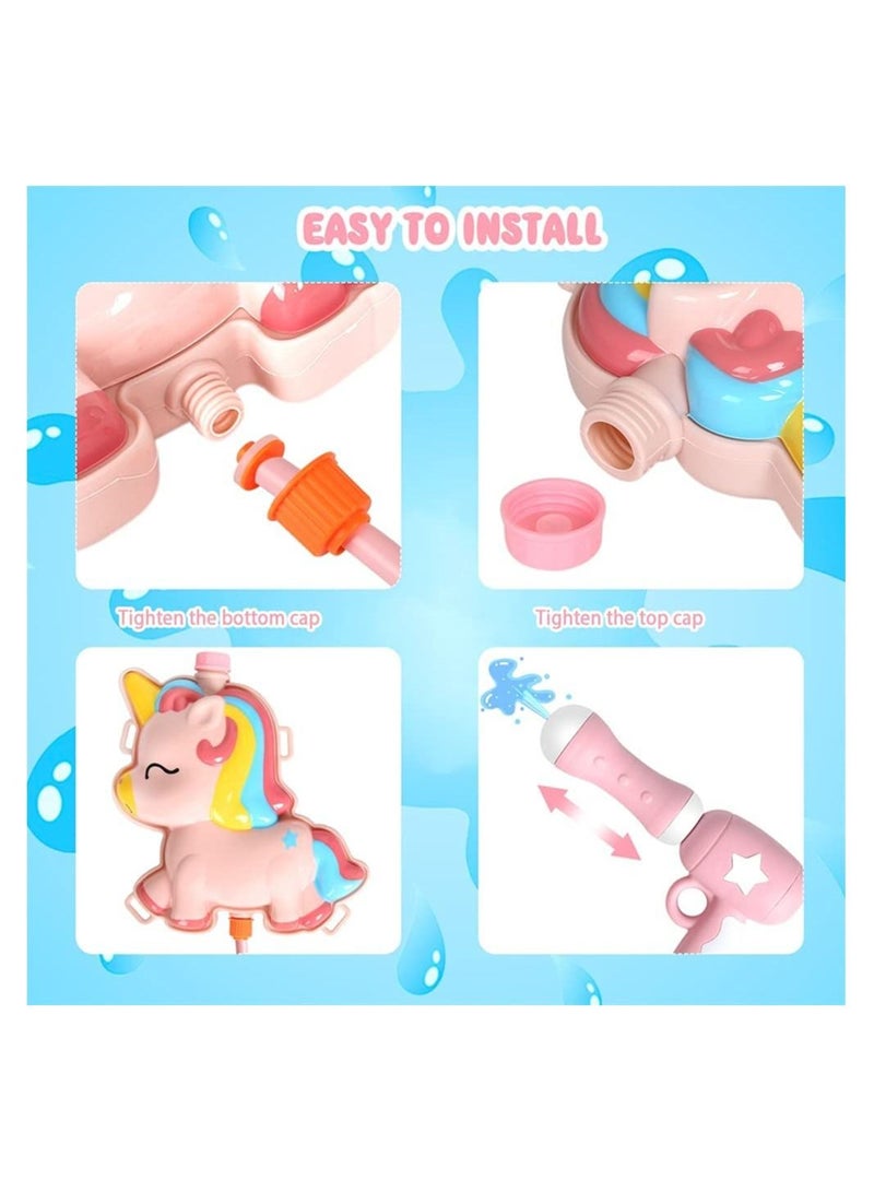 SYOSI Water Gun for Kids Backpack Water Gun with 2L High Capacity Tank Adjustable Straps Kids Summer Pool Beach Sand Outdoor Water Fighting Play Toys Summer Outdoor Water Spray Pull Toy (Pink Unicorn) - Image 5