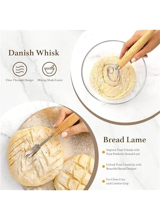 Generic - 2pcs Bread Proofing Baskets Set,Premium 5 Inch Banneton Bread Proofing Basket Set of 2, Round Proofing Baskets for Sourdough Bread Baking with Linen Liner, Ideal Baking Bowl for Sourdough and Yeast Bread Dough - Image 1