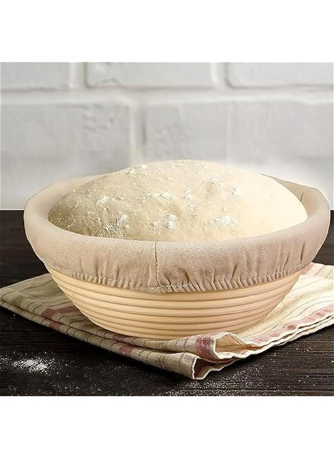 Generic - 2pcs Bread Proofing Baskets Set,Premium 5 Inch Banneton Bread Proofing Basket Set of 2, Round Proofing Baskets for Sourdough Bread Baking with Linen Liner, Ideal Baking Bowl for Sourdough and Yeast Bread Dough - Image 1
