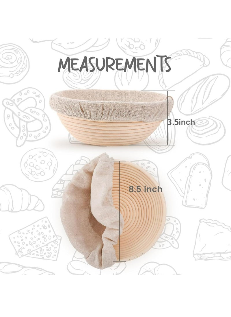 Generic - 2pcs Bread Proofing Baskets Set,Premium 5 Inch Banneton Bread Proofing Basket Set of 2, Round Proofing Baskets for Sourdough Bread Baking with Linen Liner, Ideal Baking Bowl for Sourdough and Yeast Bread Dough - Image 1