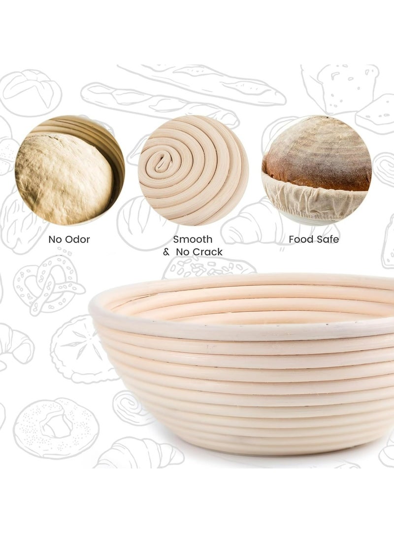Generic - 2pcs Bread Proofing Baskets Set,Premium 5 Inch Banneton Bread Proofing Basket Set of 2, Round Proofing Baskets for Sourdough Bread Baking with Linen Liner, Ideal Baking Bowl for Sourdough and Yeast Bread Dough - Image 1