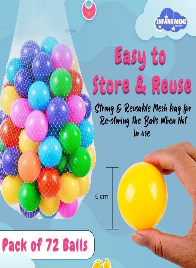 Infans Mini كرات بلاستيكية ناعمة للأطفال من إنفانز ميني، 6 سم، مناسبة لأحواض السباحة والمحيطات، بدون حواف حادة، مصنوعة من بلاستيك غير سام، مناسبة لخيام وأنفاق لعب الأطفال الصغار في الأماكن المغلقة (متعددة الألوان، عبوة من 72 كرة). - Image 4