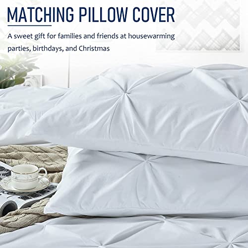 Crown Collection Luxuriate Hotel 1000-TC Hypoallergenic Ultra Soft Design 100% Egyptian Cotton California King 98"x104" White Solid Pinch Plated Duvet Cover with Zipper Colser & 2pcs Pillow Case Set - Image 2