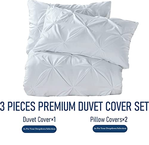 Crown Collection Luxuriate Hotel 1000-TC Hypoallergenic Ultra Soft Design 100% Egyptian Cotton California King 98"x104" White Solid Pinch Plated Duvet Cover with Zipper Colser & 2pcs Pillow Case Set - Image 5