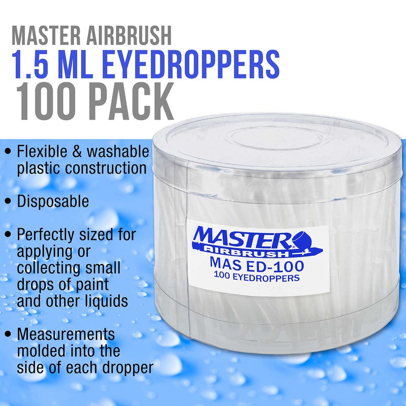 Master AirbrushÂ® Brand 100 Pipette Eyedroppers for Liquid Transfer and Airbrush Paint - Image 2