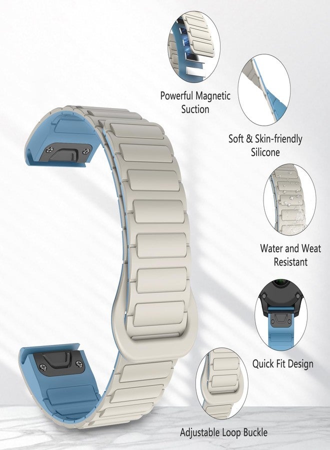 MYSNBKN 22mm Quick Fit Silicone Magnetic Strap for Fenix 8 47mm/Fenix 7/Fenix 7 Pro/Fenix 6/Fenix 6 Pro/Fenix 5/Fenix 5 Plus/Fenix EPIX, Watch Strap for Forerunner 935/945/955/965/Approach S60/S62 - Image 3