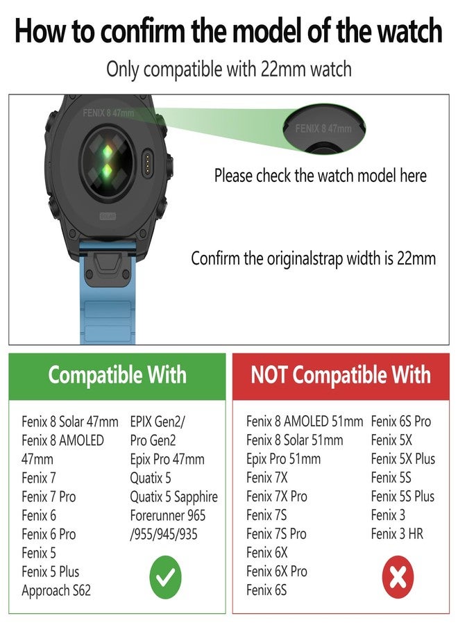 MYSNBKN 22mm Quick Fit Silicone Magnetic Strap for Fenix 8 47mm/Fenix 7/Fenix 7 Pro/Fenix 6/Fenix 6 Pro/Fenix 5/Fenix 5 Plus/Fenix EPIX, Watch Strap for Forerunner 935/945/955/965/Approach S60/S62 - Image 4