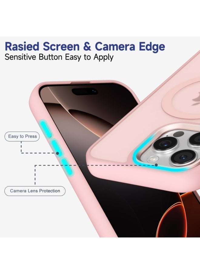 أكاليكس جراب مغناطيسي لهاتف آيفون 16 برو ماكس، متوافق مع تقنية ماج سيف، غطاء خلفي شفاف غير لامع، نحيف ومقاوم للصدمات | وردي - Image 2