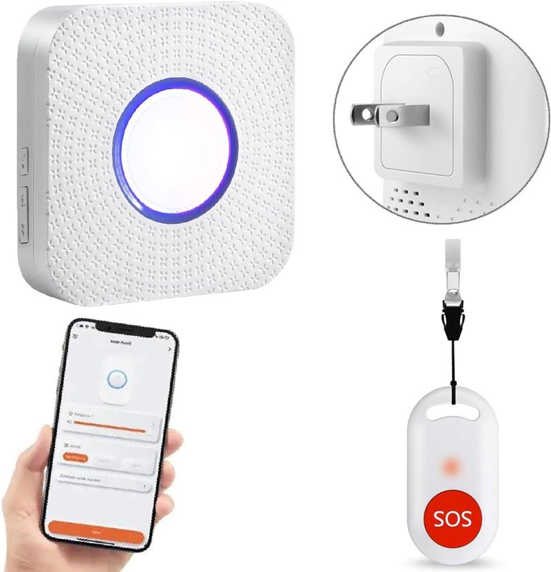 YisTech WiFi Caregiver Pager Wireless Call Button Nurse Alert System for Home/Elderly/Patient/Disabled with Phone App One Call Button One WiFi Receiver(only Supports 2.4GHz Wi-Fi) - Image 1
