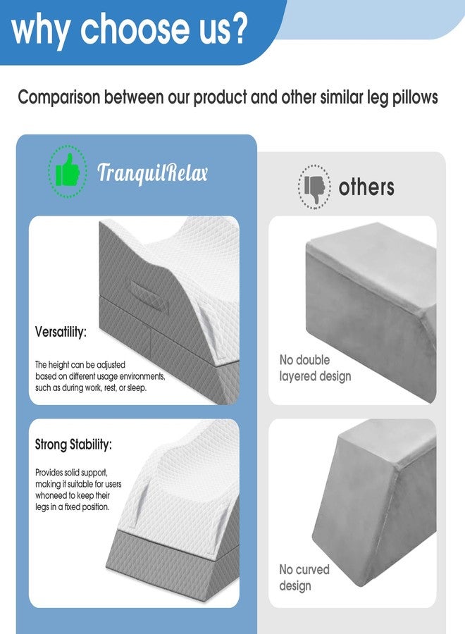 TranquilRelax Elevation Pillows for Leg After Surgery, Memory Foam Adjustable Leg Wedge Pillow for Injury or Rest, Ankle Pillow for Sleeping Blood Circulation Grey/Double Leg - Image 5
