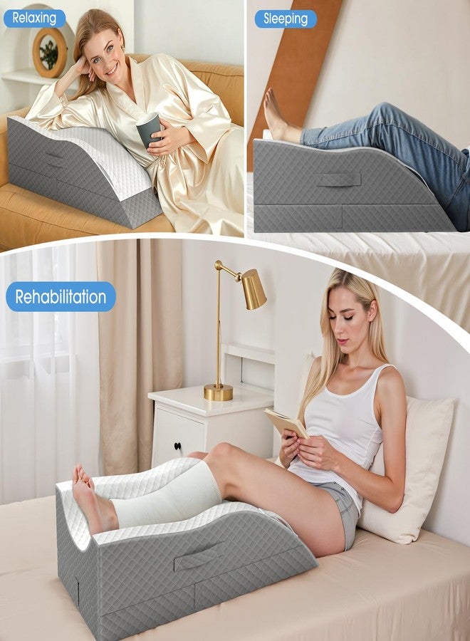 TranquilRelax Elevation Pillows for Leg After Surgery, Memory Foam Adjustable Leg Wedge Pillow for Injury or Rest, Ankle Pillow for Sleeping Blood Circulation Grey/Double Leg - Image 4