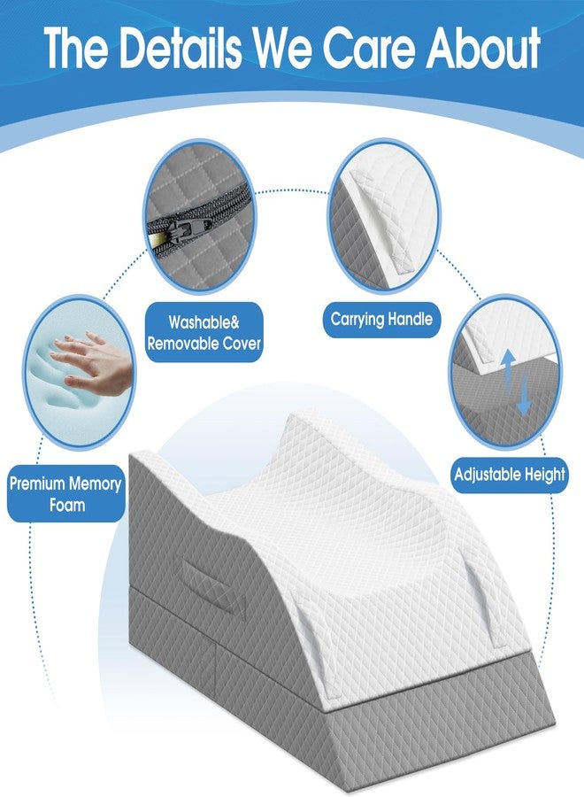 TranquilRelax Elevation Pillows for Leg After Surgery, Memory Foam Adjustable Leg Wedge Pillow for Injury or Rest, Ankle Pillow for Sleeping Blood Circulation Grey/Double Leg - Image 3