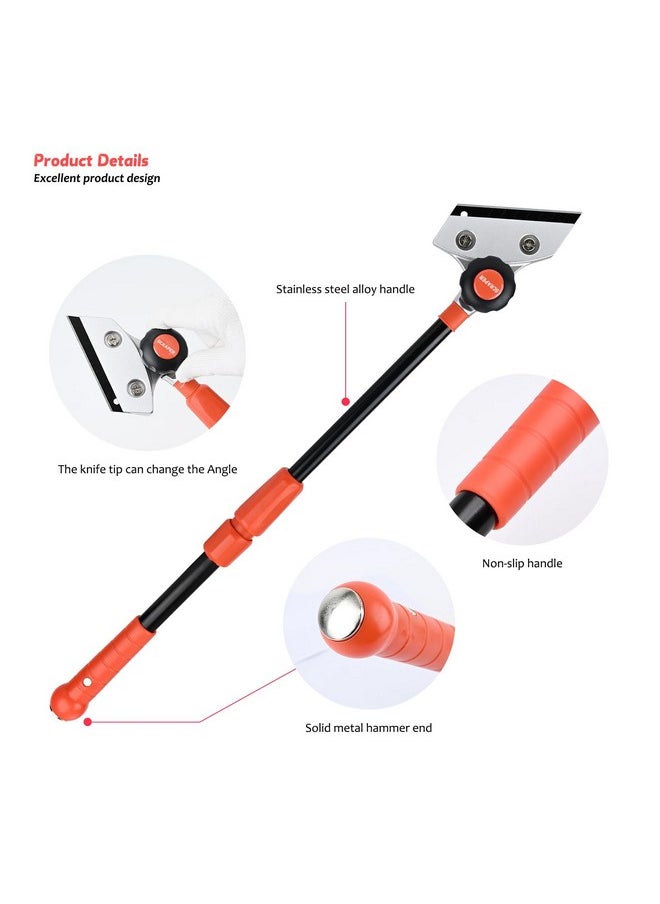 Ehdis - EHDIS Razor Blade Scraper Retractable Floor Scraper with Rotatable Head,Long Handle Heavy Duty Razor Paint Scraper with 10pcs Blades for Cleaning Glass, Tile, Floor, Wall - Image 1