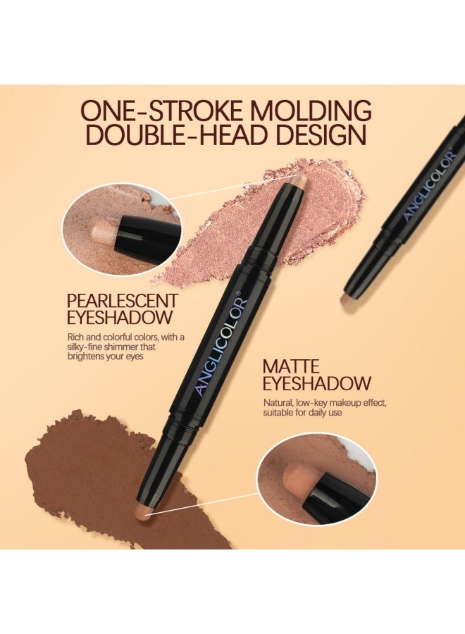 Anglicolor Highlighter Dual-Ended Eyeshadow Stick, Under-Eye Brightening Eyeshadow, Contouring Eyeliner, Glitter and Matte, Pearl Shine, Long-Lasting Finish (#01 Peartl Shimmer + Putty Matte) - Image 4