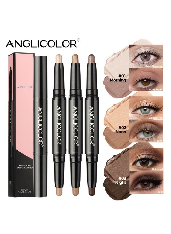 Anglicolor Highlighter Dual-Ended Eyeshadow Stick, Under-Eye Brightening Eyeshadow, Contouring Eyeliner, Glitter and Matte, Pearl Shine, Long-Lasting Finish (#01 Peartl Shimmer + Putty Matte) - Image 5