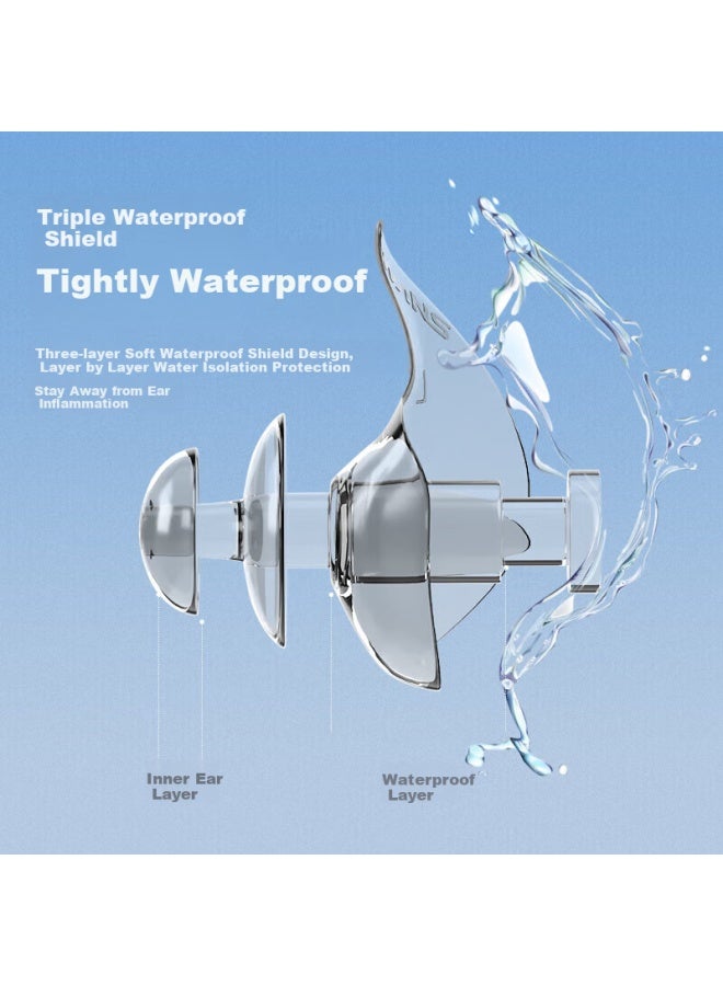 Swans Swimming Earplugs Goggles Hanging Ear Style Anti-Lost Professional Waterproof Non-Soundproof Children Bathing Anti-Otitis Media White - Image 4