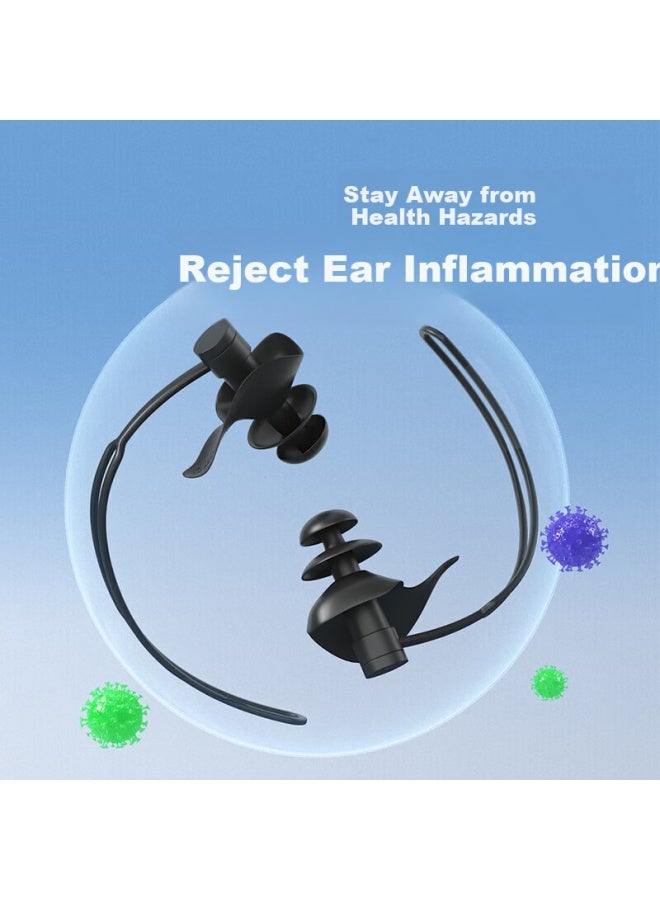 Swans Swimming Earplugs Goggles Hanging Ear Style Anti-Lost Professional Waterproof Non-Soundproof Children Bathing Anti-Otitis Media White - Image 3