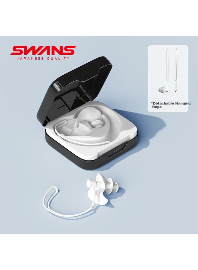 Swans Swimming Earplugs Goggles Hanging Ear Style Anti-Lost Professional Waterproof Non-Soundproof Children Bathing Anti-Otitis Media White - Image 1