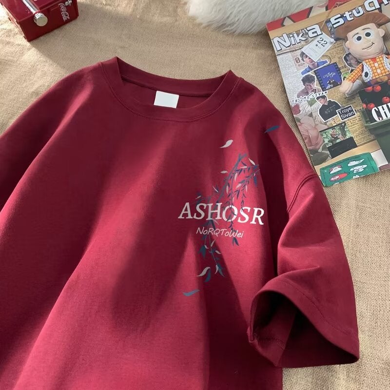 New Chinese Short-sleeved T-shirt Men's Summer New Heavy Letter Printed Loose plus size Casual All-match Round Neck T-shirt - Image 4