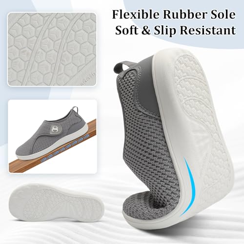 Scurtain Women's Walking Shoes Wide Diabetic Orthopedic Shoes Hospital Recovery Nursing Shoe Comfortable Bunion Swollen Feet Shoes for Women Pregnancy Must Haves Grey Size 7.5 - Image 4