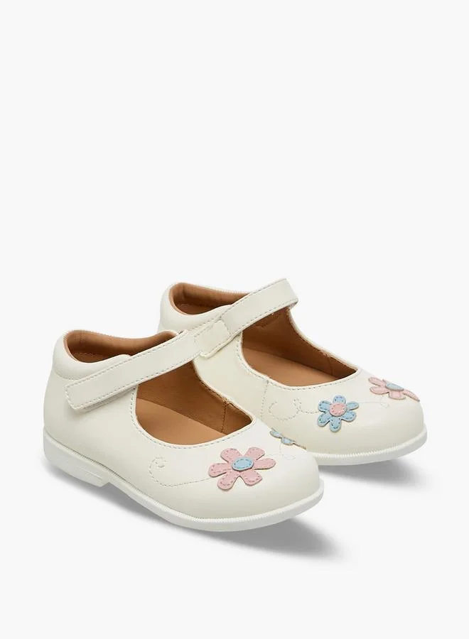 بيرفيت Girls Floral Embroidered Mary Jane Shoes
