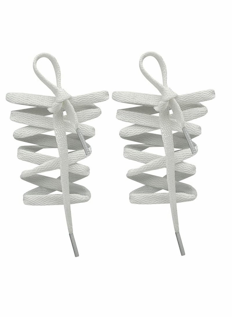 Y&D Flat Shoelace Sport Trainer Shoes Lace For Walking Boots Hiking Trainers Sneakers Shoelaces(8MM 1 Pairs White)  - Image 1