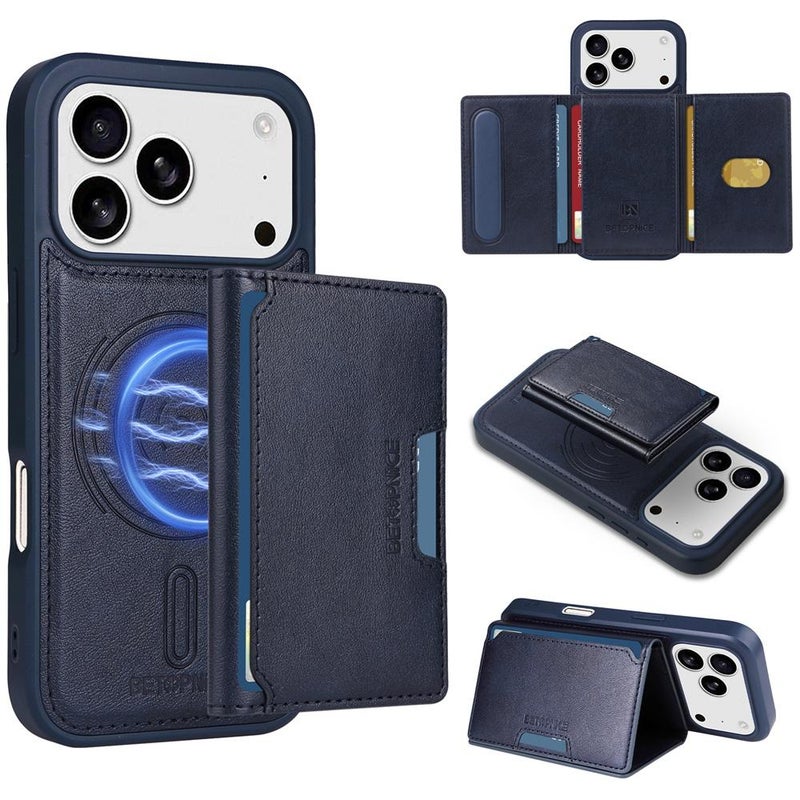 erorex For Iphone 17 Pro Horizontal Flip Detachable Magsafe Wallet Phone Case(Blue) - Image 1