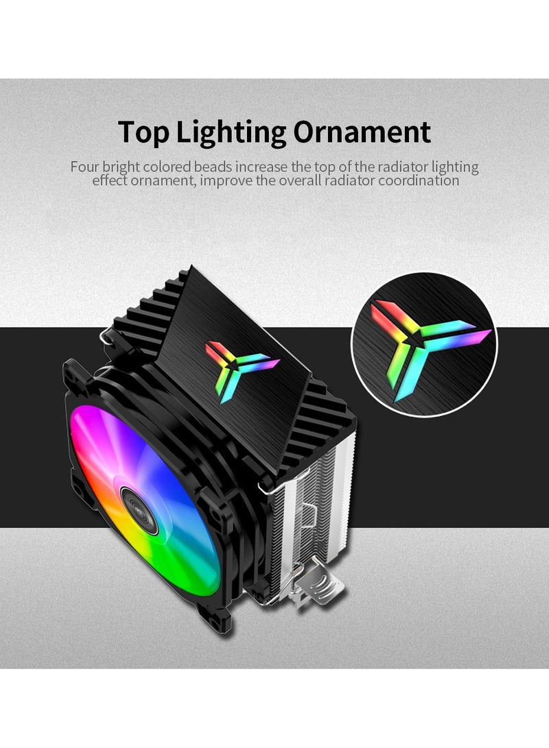 CR1200 RGB CPU Air Cooler, 90mm PWM CPU Cooler with 2 Heat Pipes, Removable Computer PC Fans Easy to Install, Quiet Rainbow RGB Cooling Fan for Intel LGA 1200/775/1150/1151/1155/1156, AMD AM4 AM3,Bl - Image 3