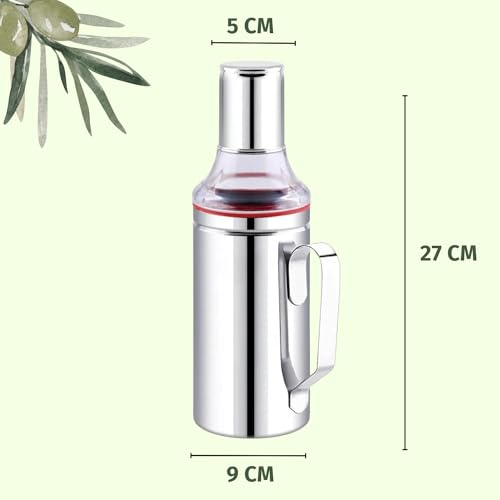BLLUEX Stainless Steel Oil Dispenser Can Bottle 500 ML | With Nozzle, Dropper & Steel Cap | Cooking Oil Container for Kitchen | Leak Proof Oil Pourer & Pot with Handle - Image 3
