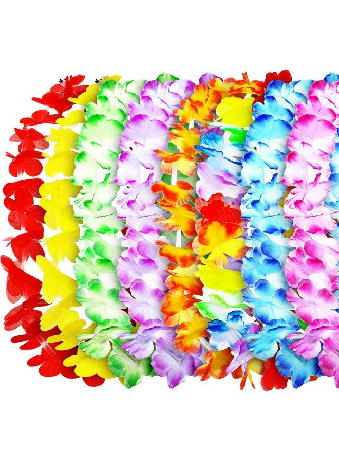 Giegxin 12 Pcs Led Hawaiian Leis Light Up Flower Leis Tropical Glow Necklaces Lighted Leis Artificial Rainbow Lei For Kids Adults Hawaii Luau Themed Party Carnival Beach Wedding Masquerade (Multicolor) - Image 3